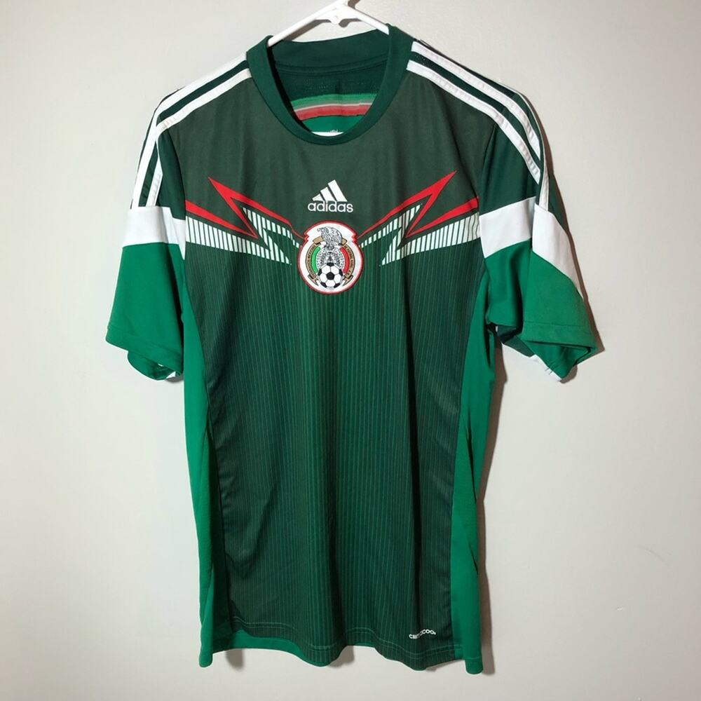 Adidas 2013 Mexico home soccer jersey mens M green red climate cool World Cup